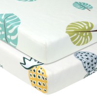 Fitted Crib Sheets 2 Pack Premium 100% Jersey Cotton Toddler & Baby Fitted Crib Sheet