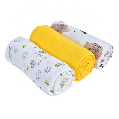 100% Muslin Soft Cotton 3 Pack, Unisex Baby 47 x 47 Large Muslin Swaddle Blanket