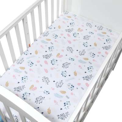 Jersey Cotton Eco-friendly Bedding Healthy Floral Printing Fitted Bed Sheet