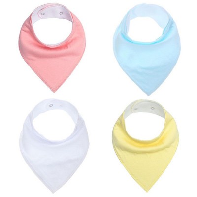 Super soft and absorbent palin color for Drooling and Teething 4 Pack Baby Bibs Bandana