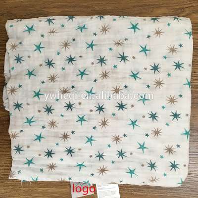 100% Muslin Soft Cotton star pattern infant Baby Swaddle Wraps