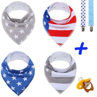 Printing Cotton White Baby Bib Wholesale Baby Bandana Drool Bibs