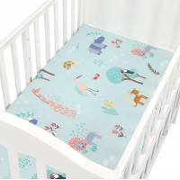 New Designs Mini Crib Sheet 5-Inch-6-Inch Depth Rabbit Printing Organic 100% Cotton Fitted Crib Sheet