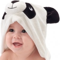 Baby bamboo fiber 3D animals panda pattern hooded jacquard child towels for gift